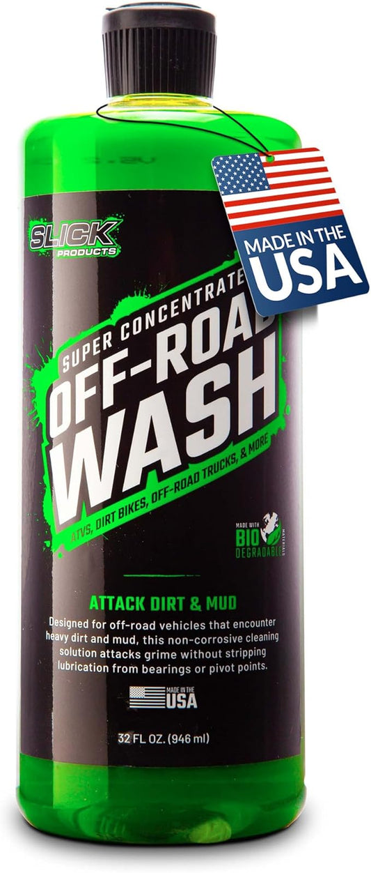 Slick Products Total Off-Road Wash Super Concentrate – Thick Foaming Car Wash Soap with Hybrid-Ceramic Formula for Dirt Bikes ATV UTV Trucks Jeeps and More – Foam Cannon Ready – 32 oz