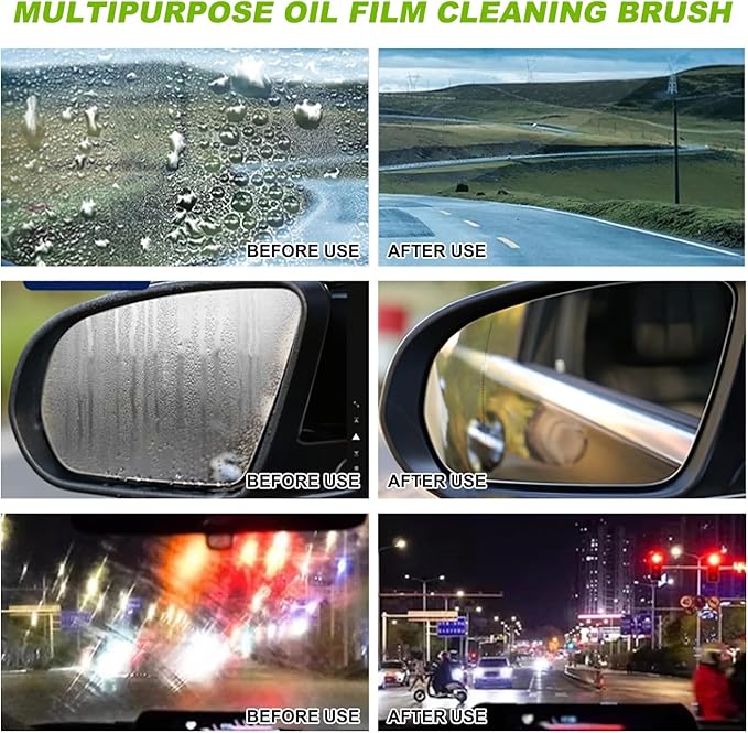 Oil-Free Car Glass Brushes, 2.0 Upgrade Clearvision Car Windshield Cleaner,Oil Film Cleaning Brush for Cars Window, Clearvision Cars Windshield Cleaner Tool, Prevents Rain and Fog (1SET)