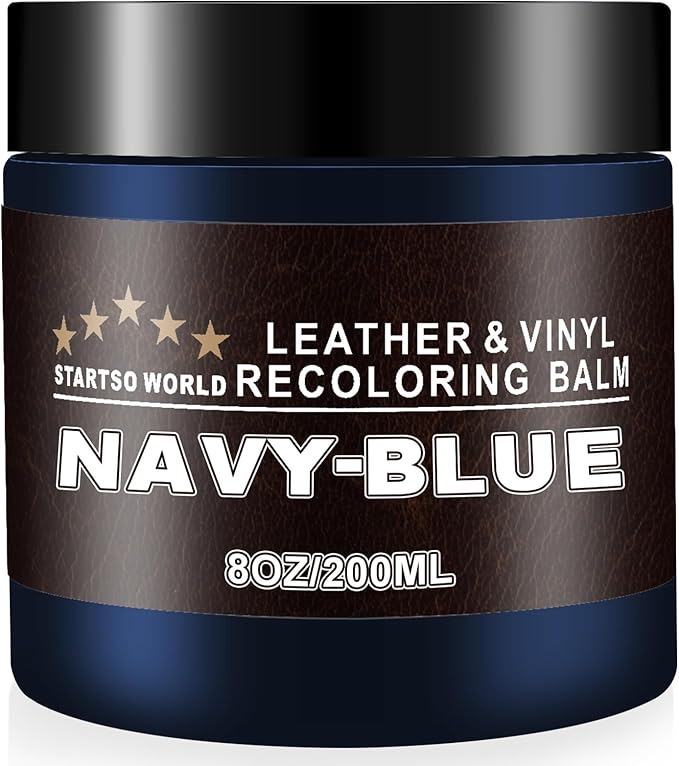 STARTSO WORLD Leather Recoloring Balm, Navy Blue Leather Repair Kit for Furniture, Leather Dye, Leather Color Restorer for Couches, Leather Couch Paint | Repair, Restore & Renew Old, Faded Leather