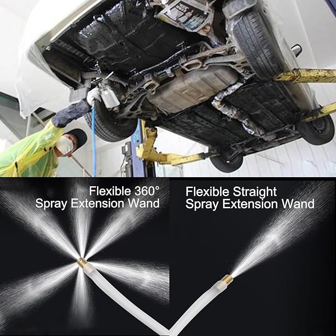 Undercoating Spray Gun with 33.82oz Aluminum Cup, 360° Spray Hose Woolwax Fluid Film Undercoating for Truck Bed Liner Powder Coating Spray Gun kit, Rubberized Undercoat, Car Rust Proofing