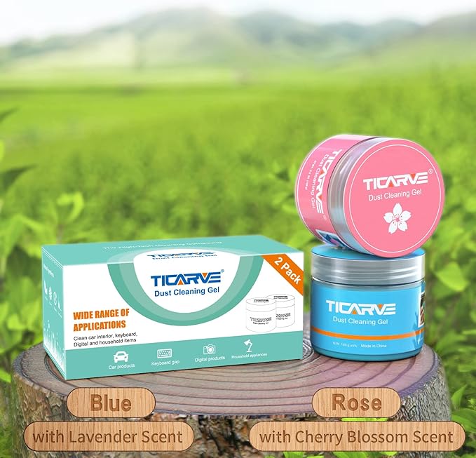 TICARVE 2Pack Cleaning Gel Car Putty Slime for Detailing Putty Detail Tools Car Interior Cleaner Automotive Cleaning Kits Keyboard Cleaner Blue Rose (320g/11.2oz)