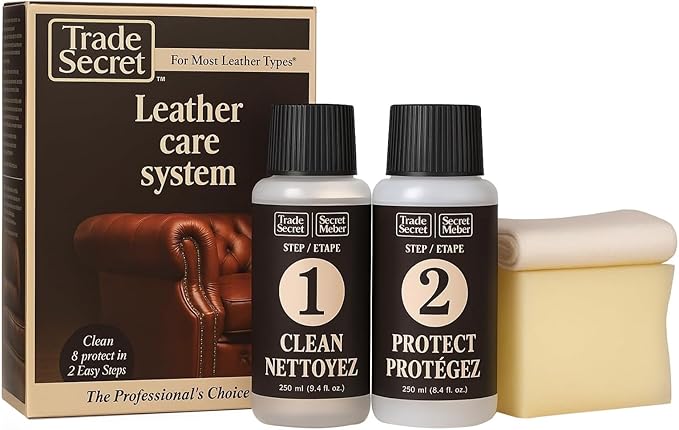 Leather Care System - Solvent-free Cleaner (8 oz / 250 Ml), Biodegradable Protector Cream (8 oz / 250 Ml) Including Cloth and Sponge Great for Type a and P Leather