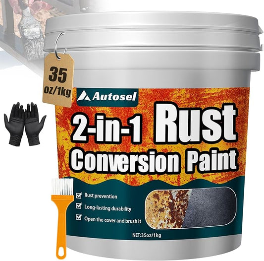 2-in-1 Rust Converter & Metal Primer, 35 oz Rust Remover & Inhibitor Paint for Metal, Stops Rust & Corrosion, Heat & UV Resistant Automotive Rust Reformer for Car, Truck Frame, Trailer – Black
