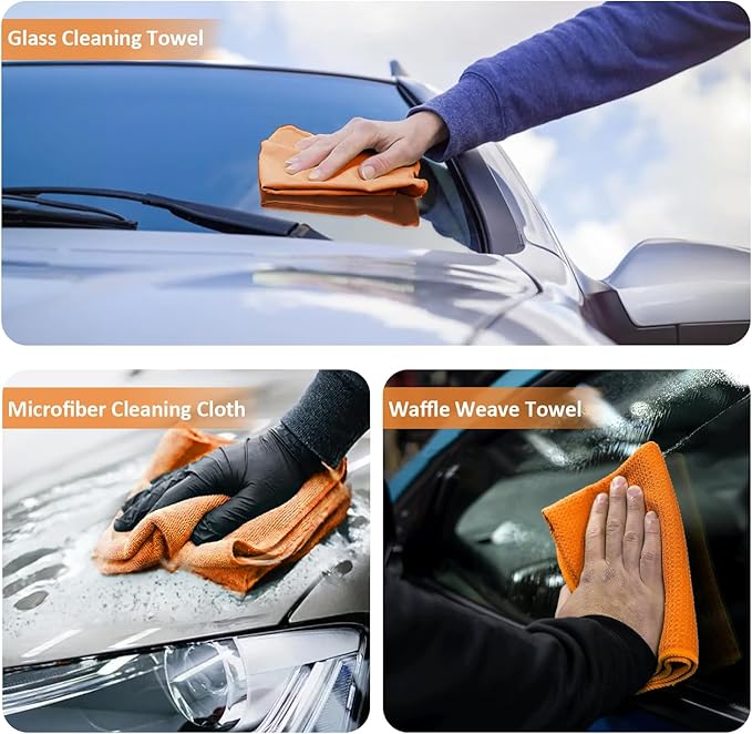 9Pcs Car Wash Detailing Kit Cleaning Kits,with Wash Mitt Wax Applicator Pad Tire Brush Sponge Microfiber Cleaning Cloths Glass Cleaning Cloth Car Cleaning Tools Kit for Interior, Exterior, Wheels