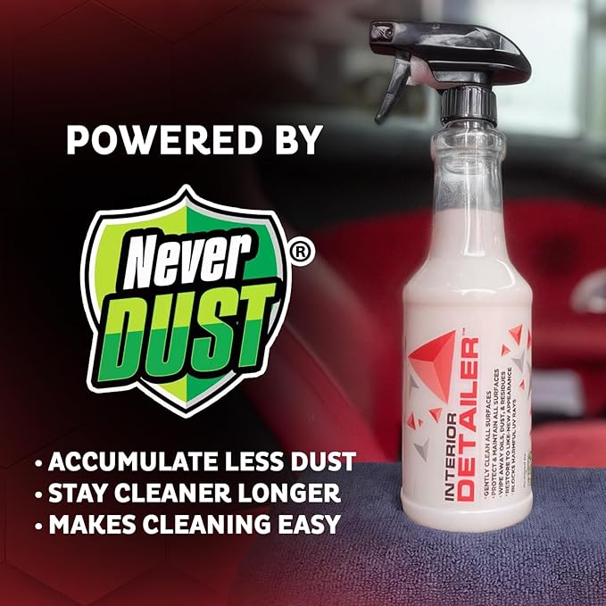 MAXL® Interior Car Cleaner Detailer Spray with NeverDust® Technology Formula (20oz, 4 Pack) - Repels Dust, Wipes Oil, Residue with Matte Finish for Leather, Dash, Trim & Screens - Safe on All Surfaces