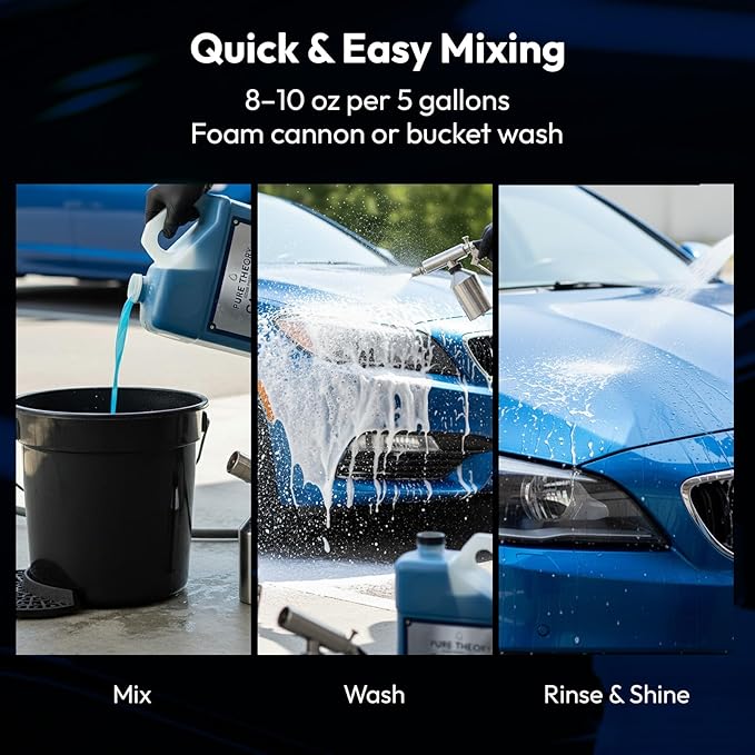 Car Whisperer – Premium Car Wash Soap 128 fl oz | High-Foam, pH-Balanced Formula | Streak-Free Shine | Protects Wax and Coatings | Safe for All Finishes | MADE IN USA