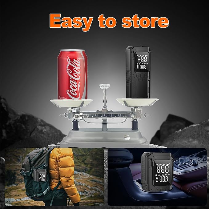 Tire Inflator Portable Air Compressor, Automobile Air Pump-150PSI Tire Pump& 12V Portable Air Pump with LED Light, Digital Tire Pressure Gauge for Car,Motorcycle,Bike,Ball,Car Accessories