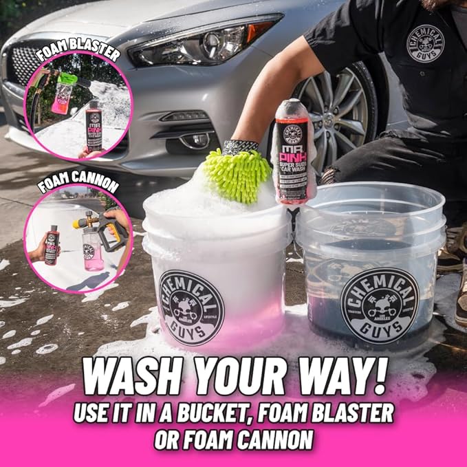 Chemical Guys Mr. Pink Car Wash Soap - 128 oz Super Suds Foaming Car Wash Soap for Cannon, Blaster, or Bucket Washing - pH Balanced, Safe on Wax, Sealant, Ceramic, and Clear Coat Finishes