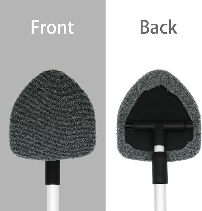Windshield Cleaning Tool,180° Rotatable with 4 Reusable Microfiber Cloths Extendable Handle Auto Inside Glass Wiper Kit