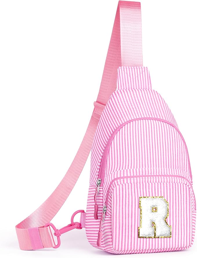 YOOLIFE Personalized Gifts For Teenage Girls Initial Sling Bag Gift for Women Teen Girls Birthday Gift for 11 12 13 14 15 16 Years Old Teen Girl Gifts Trendy Stuff Crossbody Fanny Bag Pack Pink R