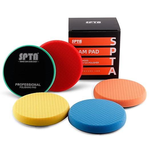 Buffing Polishing Pads, SPTA 5Pcs 7.5 Inch Face for 7 Inch 180mm Backing Plate Mix Cutting Force Buffing Pads Cutting Polishing Pad Kit for Car Buffer Polisher Compounding,Polishing, Waxing-SPTA0010