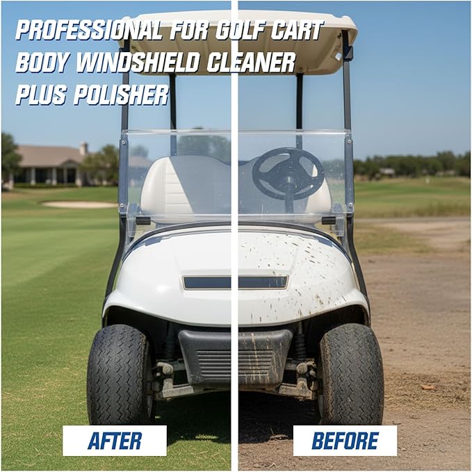 4 Pcs Golf Cart Cleaner Kit, Golf Cart Body Windshield Polish Cleaner with Cleaning Brush Towels, Removes Hard Water Stains, Battery Acid, Grease, Lubricates & Rust Proofs
