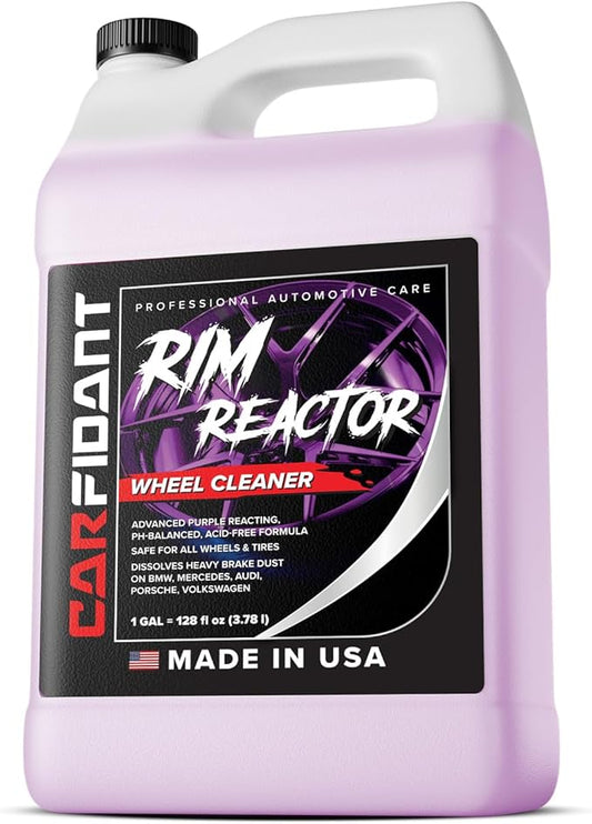 Rim Reactor Wheel Cleaner Spray – Gel Concentrated Formula – Removes Brake Dust, Grime & Dirt – Non-Acid, pH Neutral – Safe for Alloy, Aluminum, Chrome & Black Wheels – Rim Care Solution – Gallon