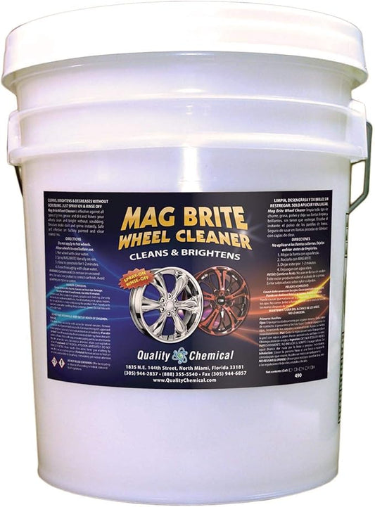 Quality Chemical Mag Brite/Acid Wheel and Rim Cleaner/Wheel and Tire Cleaner - Formulated to Safely Remove Brake Dust and Heavy Road Film - Best Car Wheel Cleaner for Rims Cleaner - 5 Gallon Pail