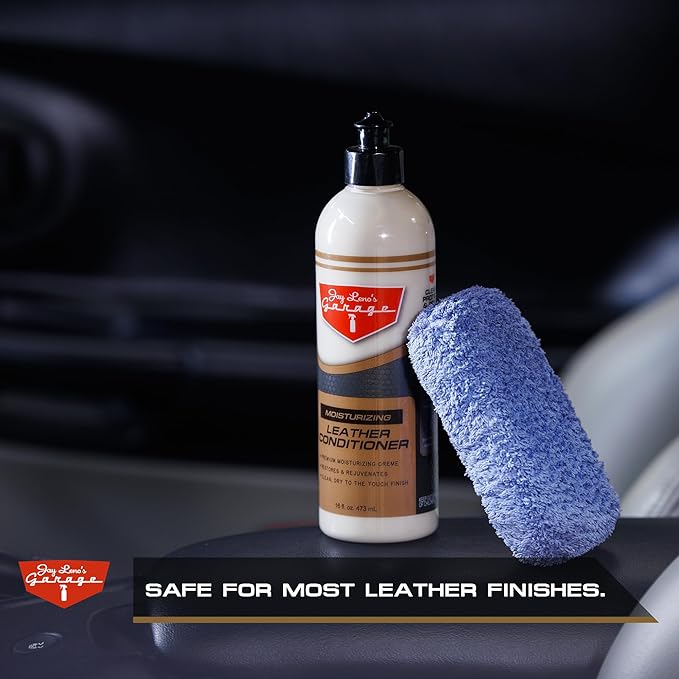 Jay Leno's Garage Car Leather Conditioner and Auto Leather Care - Professional Leather Conditioner for Car Seats, Nourishes Protects & Restores, Lanolin & Beeswax Formula, Non-Greasy Finish (16 oz)