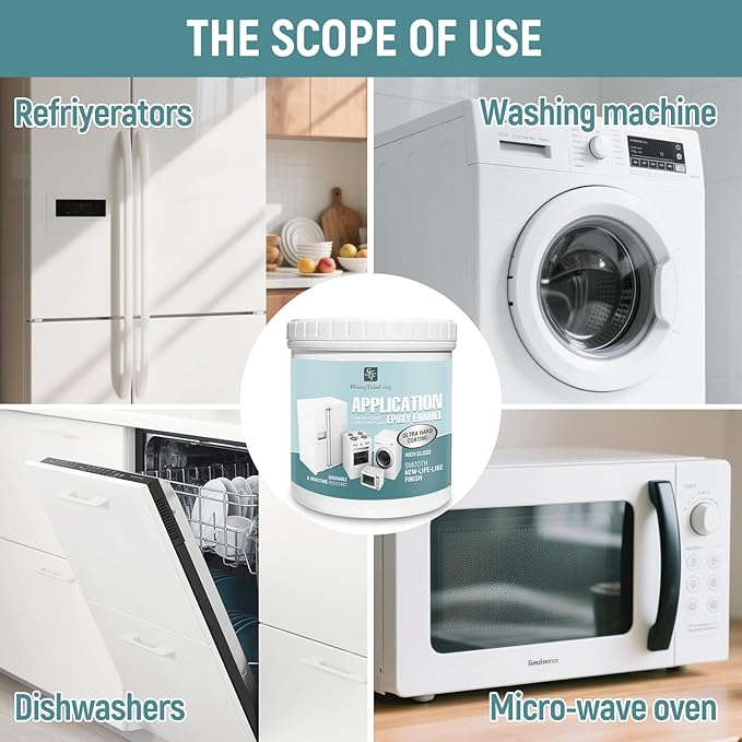 White Appliance Paint, 32 Oz – High Gloss Finish for Home Appliances Refinishing | Durable, Ovens, Microwaves, Dishwashers，Fast-Drying Interior/Exterior Coating | Zero VOC, Metal & Plastic Safe