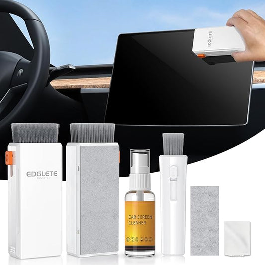 Car Screen Cleaner Spray and Wipe, Car Interior Cleaner Detailing Kit Screen Cleaning Tool for Touchscreen Display Dashboard, Car Detailing Brush for Tesla Jeep BMW Honda Benz Chevy