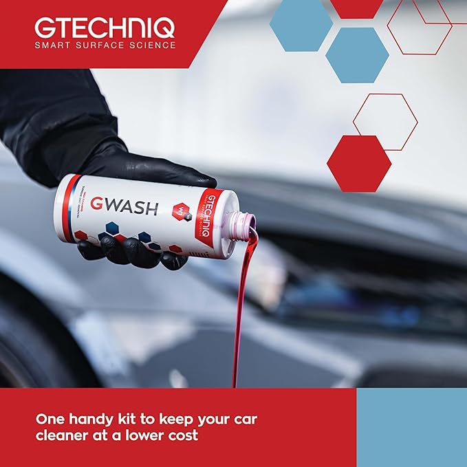 Gtechniq Basic Maintenance Car Care Kit, 6-Piece | Includes Shampoo, Tire Dressing, Detailer, Microfiber Drying Towel, Microfiber Buff Cloths and Kit Bag, Keeps Interior and Exterior Glossy and Clean