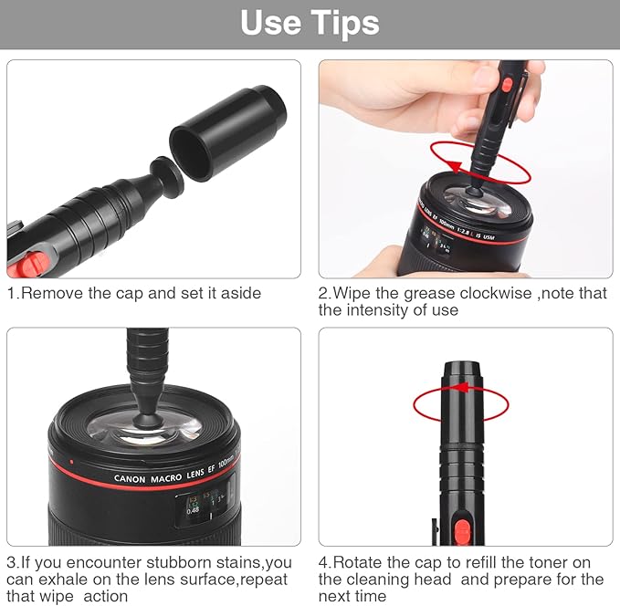 14-in-1 Camera Lens Cleaning Kit - Mirrorless & DSLR Sensor Cleaning Kit for Canon, Sony, Nikon Including Lens Blower, Detergent, Swabs, Cloth, Pen, Brush