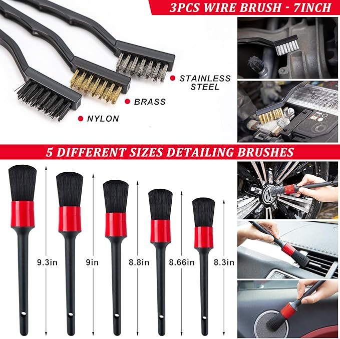 41Pcs Car Wash Cleaning Kit with High Power Handheld Vacuum Windshield Cleaning Tool Collapsible Bucket Detailing Brushes Tire Brush Towels Complete Detailing Set for Car