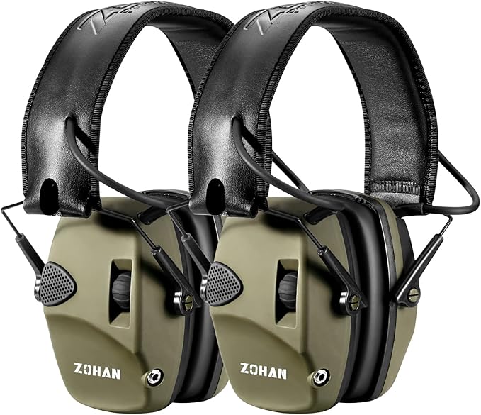 ZOHAN EM054 Electronic Shooting Ear Protection with 4X Sound Amplification 2 Pack,Slim Active Noise Reduction Earmuffs for Gun Range