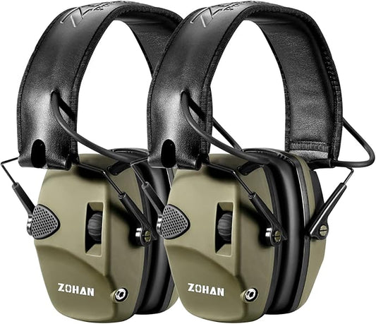 ZOHAN EM054 Electronic Shooting Ear Protection with 4X Sound Amplification 2 Pack,Slim Active Noise Reduction Earmuffs for Gun Range