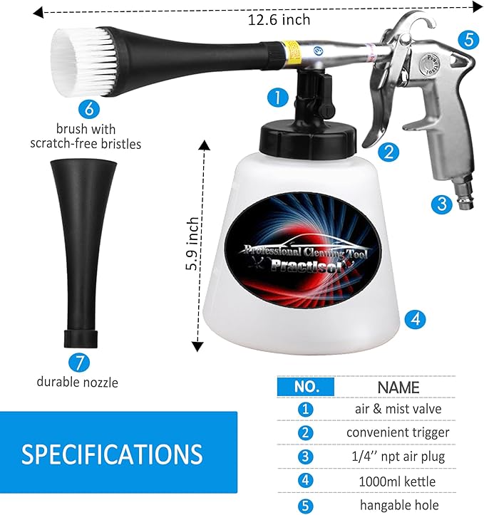 Interior Car Detailing Kit, Air Gun Blow Out Tool, High Pressure Car Cleaning Gun Interior Car Cleaning Kit, Interior Car Cleaning Supplies Detailing Gun, Car Interior Cleaner Air Blow Gun
