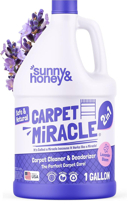 Sunny & Honey Carpet Cleaner Shampoo - 128 Fl Oz, Light Lavender Scent - Pet Stain Remover & Smell Eliminator - Rug Cleaner & Upholstery Cleaner Solution for Machine Use
