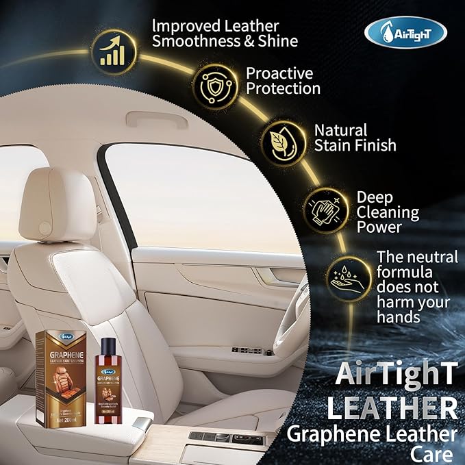 AirTighT Graphene Leather Conditioner and Leather Care,Non-Toxic Will Not Darken Leather,Safe of Leather Apparel, Furniture,Shoes, Auto Interiors, Bags