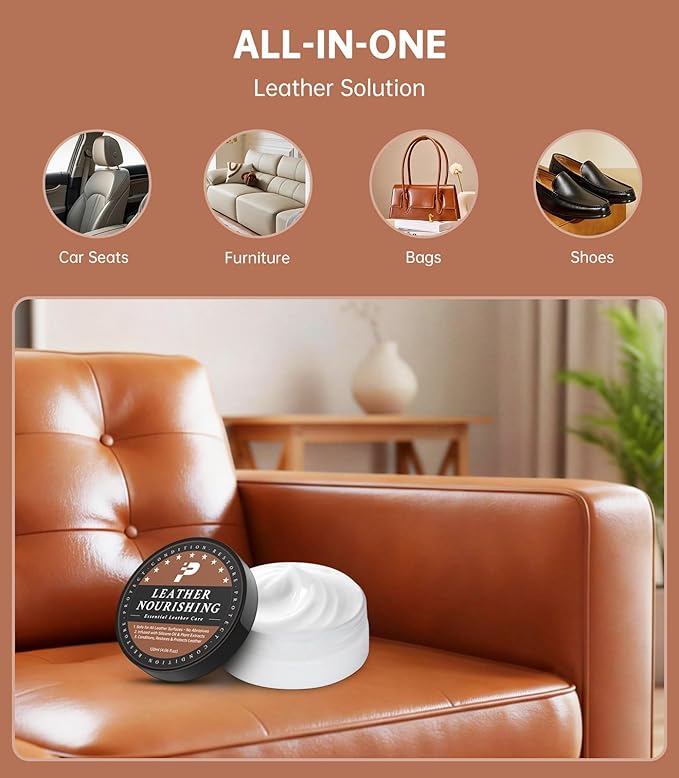 Leather Conditioner - 2 Pack, All-In-One Leather Care Treatment for Couch, Sofa & Furniture, Restores Softness & Shine, Safe for Shoes, Boots, Purses, Car Interior & Leather Seats, Family & Pet Safe