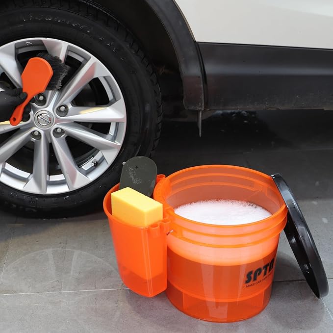 SPTA 29Pcs Car Wash Bucket Set, 15L Scratch Free Detailing Bucket with Car Wash Filter, Wash Mitt Sponge Towels Tire Detailing Brush Set, Exterior Interior Car Detailing Set, Complete Car Care Tools