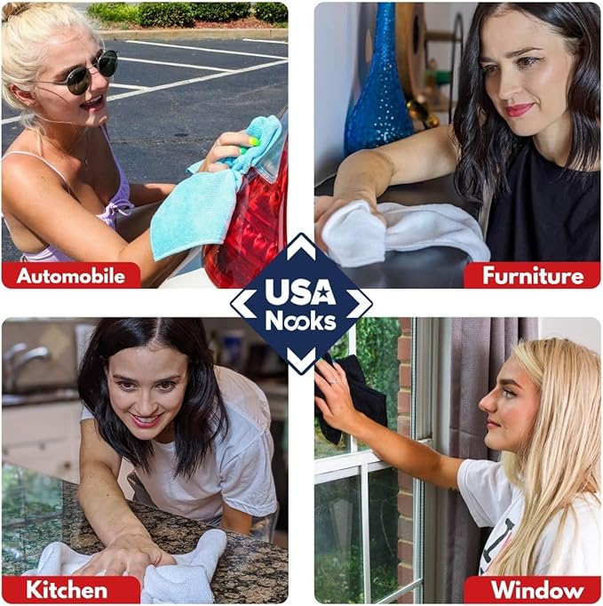 USANOOKS Microfiber Cleaning Cloth Light Pink - 50 Pcs 12.5"x12.5" - High Performance - 1200 Washes, Ultra Absorbent Towels Weave Grime & Liquid for Streak-Free Mirror Shine - Car Washing Cloth