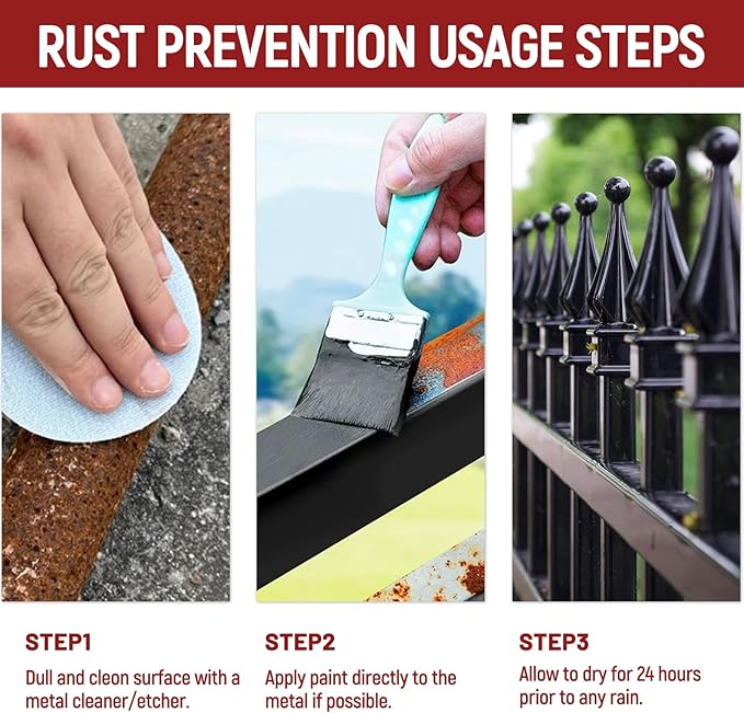 YOA Metal Rust Protective Paint, Matte Red 32oz. Suitable For Metal, Trailer And Truck Frames, Cargo Boxes, Car Chassis, Boats, Etc. Ultra Powerful Rust Remover, Inhibitor, Converter