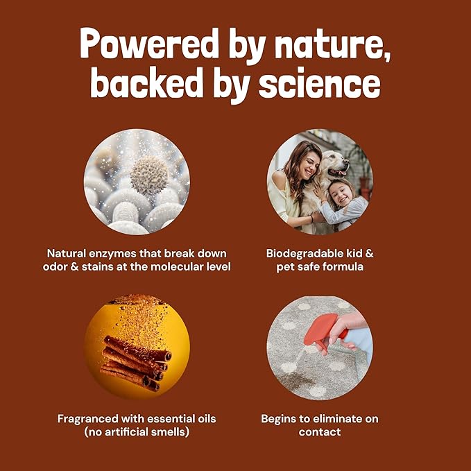 Sunny & Honey Pet Stain & Odor Miracle - 1 Gallon (128 Fl Oz), Fall Spice Scent - Enzyme Cleaner & Urine Odor Eliminator - Biodegradable Carpet Cleaning Solution - Enzymatic Cleaner for Dog Urine