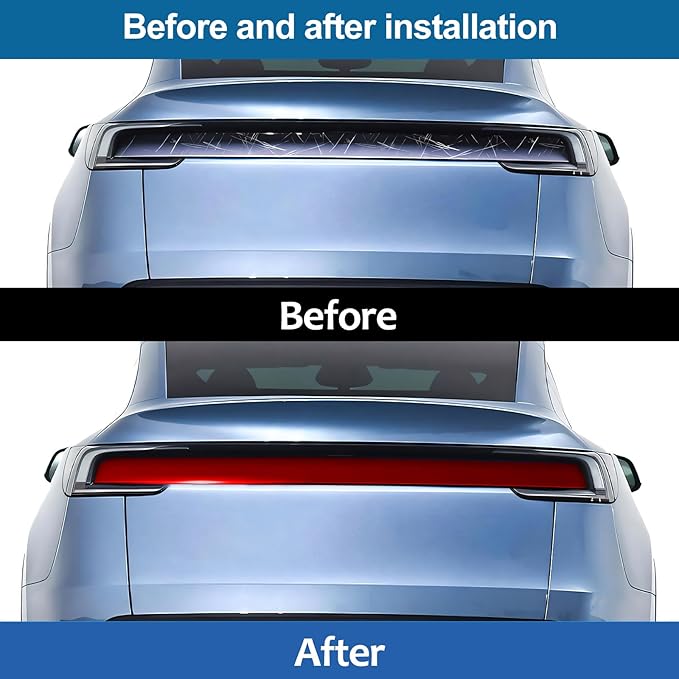PPF Film for Tesla Model Y Juniperlliftgate Applique Wrap Sticker Exterior for Model Y Juniper Accessories Precut Protective Film Daytime Running Lights Trim Film (Red)