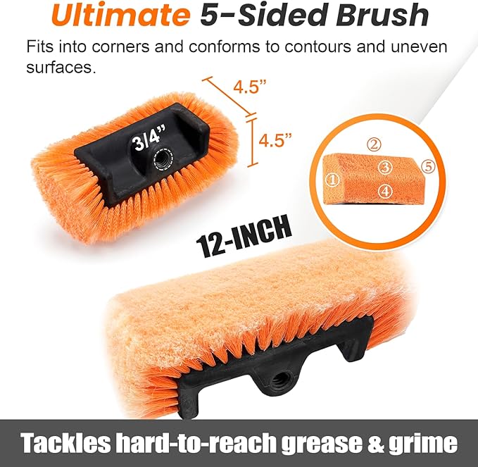 12" Car Wash Brush Head with Soft Bristle for Auto RV Truck Boat Camper Exterior Washing Cleaning