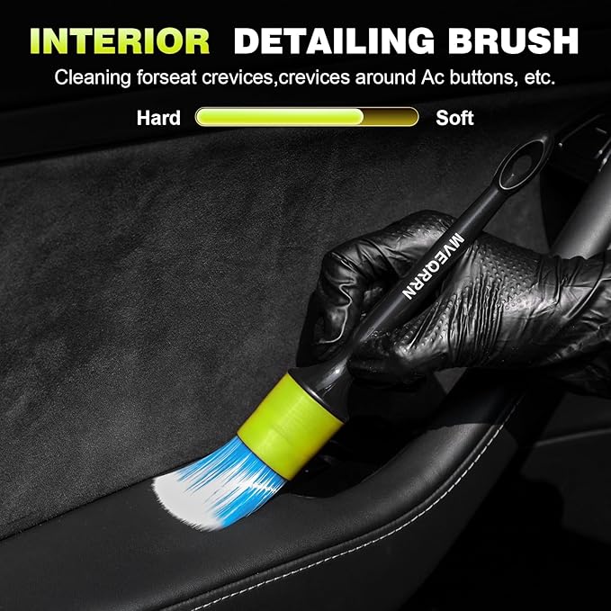 10PCS Car Detailing Brush Set,Boars Hair Car Cleaning Detail Brush kit,Ultra Soft No Scratch Car Dust Brush,Car Interior Detailing Brushes Kit,Detail Brushes Car Detailing for Interior Exterior(green)