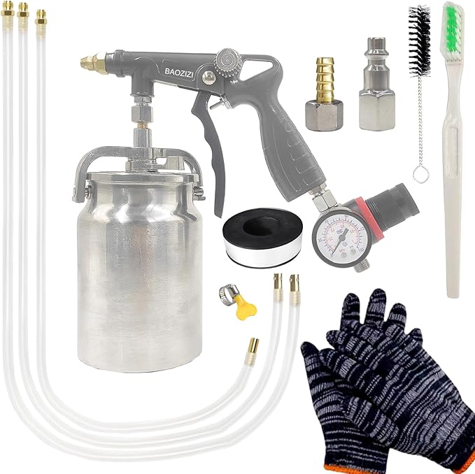 Undercoating Spray Gun with 33.82oz Aluminum Cup, 360° Spray Hose Woolwax Fluid Film Undercoating for Truck Bed Liner Powder Coating Spray Gun kit, Rubberized Undercoat, Car Rust Proofing