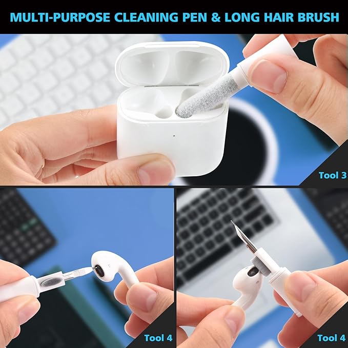 Phone Cleaning Kit,Multitool AirPod Cleaner Kit,Cell Phone Cleaning Repair and Recovery Phone (TypeC) Charging Port,Lightning Cables and Connectors,Easy to Store and Carry Design,White