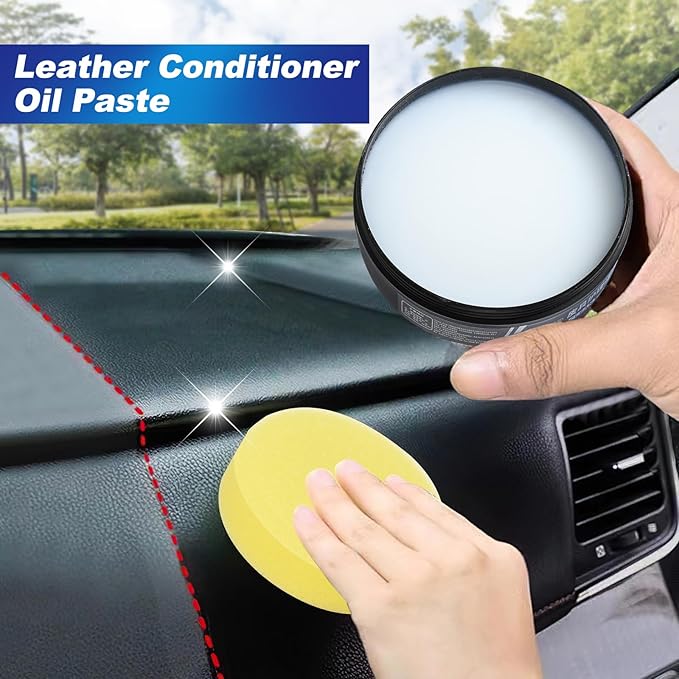 2Pcs Leader Cleaning and Care Cream & Cleaning Paste for Leather Care, Automotive Interior Leather Cleaning Cream, Leather Repair Kit Car Interior, Car Leather Conditioner Oil Paste
