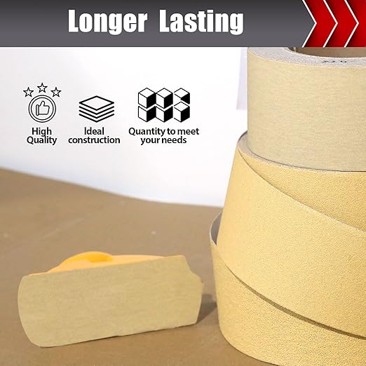 100 Grit PSA Longboard Sandpaper, 20-Yard Long Continuous Roll 2-3/4" Wide Self-Adhesive Sanding Paper for Auto Body Woodworking Metalworking