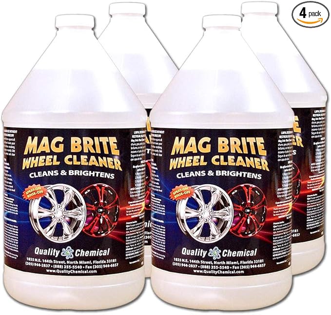 Quality Chemical Mag Brite/Acid Wheel and Rim Cleaner/Wheel and Tire Cleaner - Formulated to Safely Remove Brake Dust and Heavy Road Film - Best Car Wheel Cleaner for Rims Cleaner - 128 oz (Pack of 4)