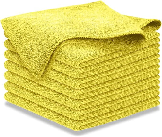 USANOOKS Microfiber Cleaning Cloth Yellow - 8 Pcs 12.5"x12.5" - High Performance - 1200 Washes, Ultra Absorbent Towels Weave Grime & Liquid for Streak-Free Mirror Shine - Car Washing Cloth