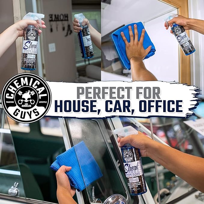 Chemical Guys Glass Cleaner Streak Free Window Spray - Works on Glass, Mirrors, Screens - Ammonia-Free, Safe on Tinted Windows, Car Windshield Cleaner for Trucks, SUVs, Home - 16 oz (Pack of 2)