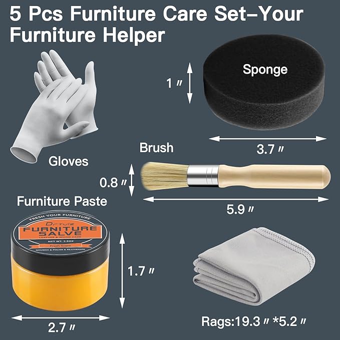 Furniture Salve with Brush for Leather Wood, Leather, Polisher, Restore, Protect for Couches Tables and Furniture, Furniture Repair Salve Kit with Leather, Vinyl and Wood Professional Care with Brush