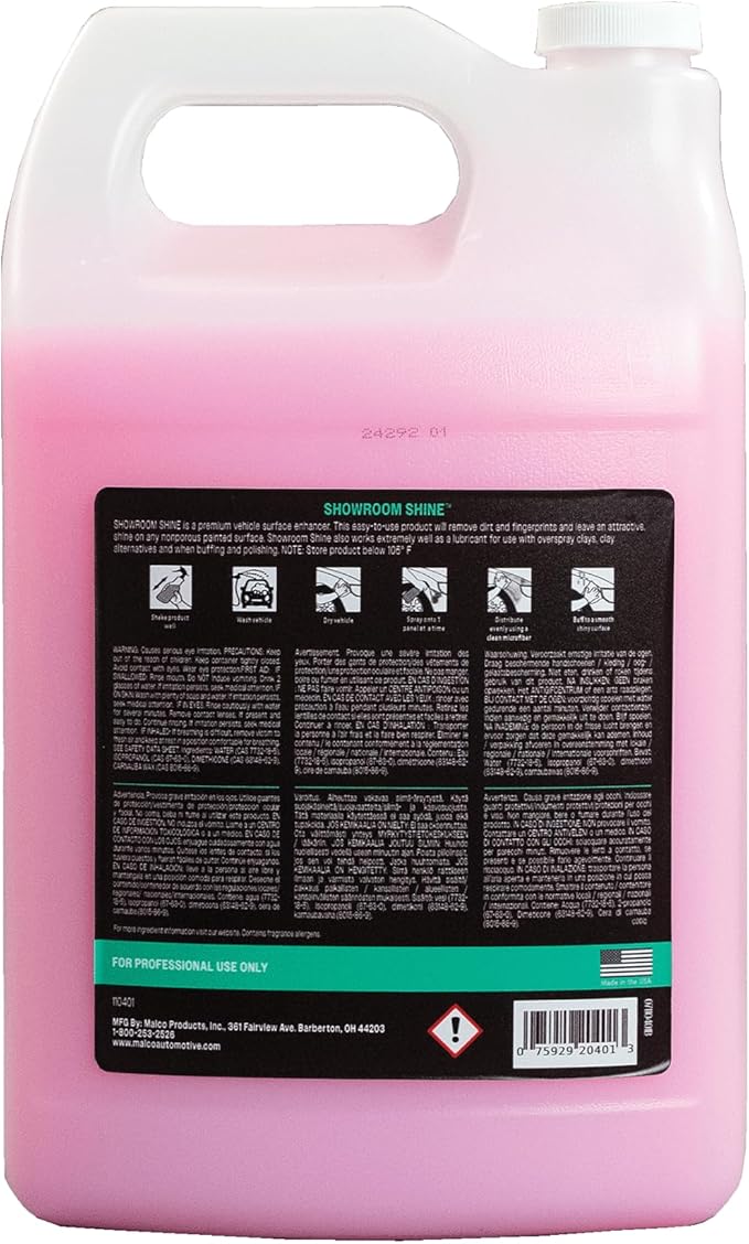 Malco Showroom Shine Spray Car Wax – Best Car Wax Spray for Professional Finish/Easy to Use Instant Detailer Spray/Cleans and Waxes Painted Surfaces, Metal and Glass / 1 Gallon (110401)