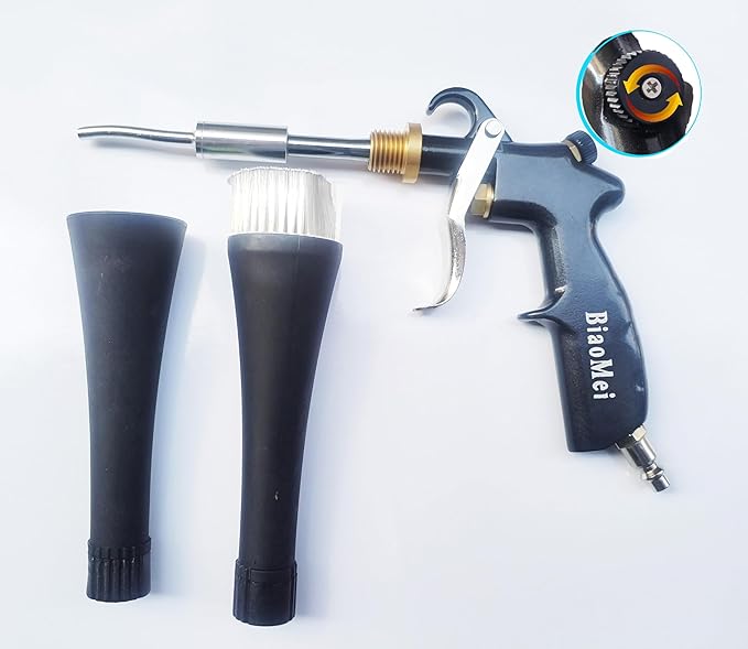 High Pressure Car Interior Cleaning Gun Automobile Detailing Washing Gun with Brush-Works with Air Compressor(Aluminium Rotate Tube),Z-014 with Air Regulator Control