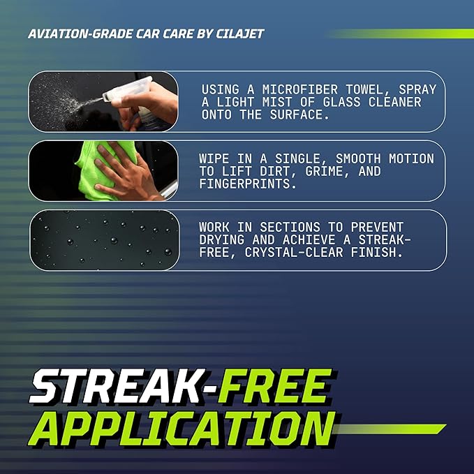 Care Glass Cleaner (16 oz) - Auto Window Cleaner for Car and Truck Windows, Windshields, Mirrors Professional Strength, Streak-Free Window Cleaning Kit, Safe for Tinted Windows, Made in USA 