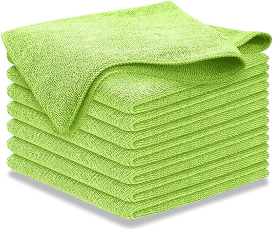 USANOOKS Microfiber Cleaning Cloth Light Green - 8 Pcs 12.5"x12.5" - High Performance - 1200 Washes, Ultra Absorbent Towels Weave Grime & Liquid for Streak-Free Mirror Shine - Car Washing Cloth