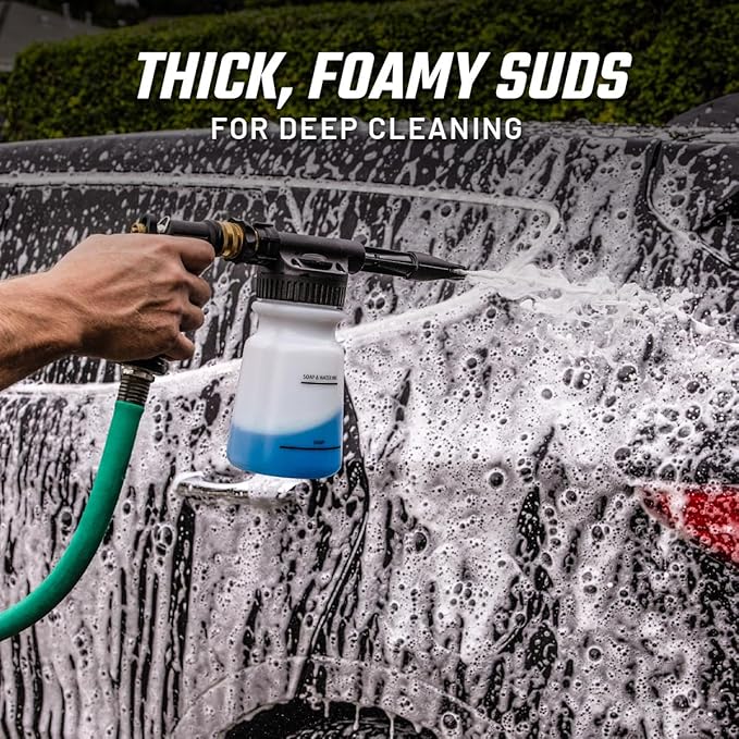 Slick Products Wash & Wax (64 oz.) + Garden Hose Foam Gun Bundle – Super Concentrated Car Wash Foam Shampoo for Car, Truck, RV, Motorcycle, Trailer, and Boat